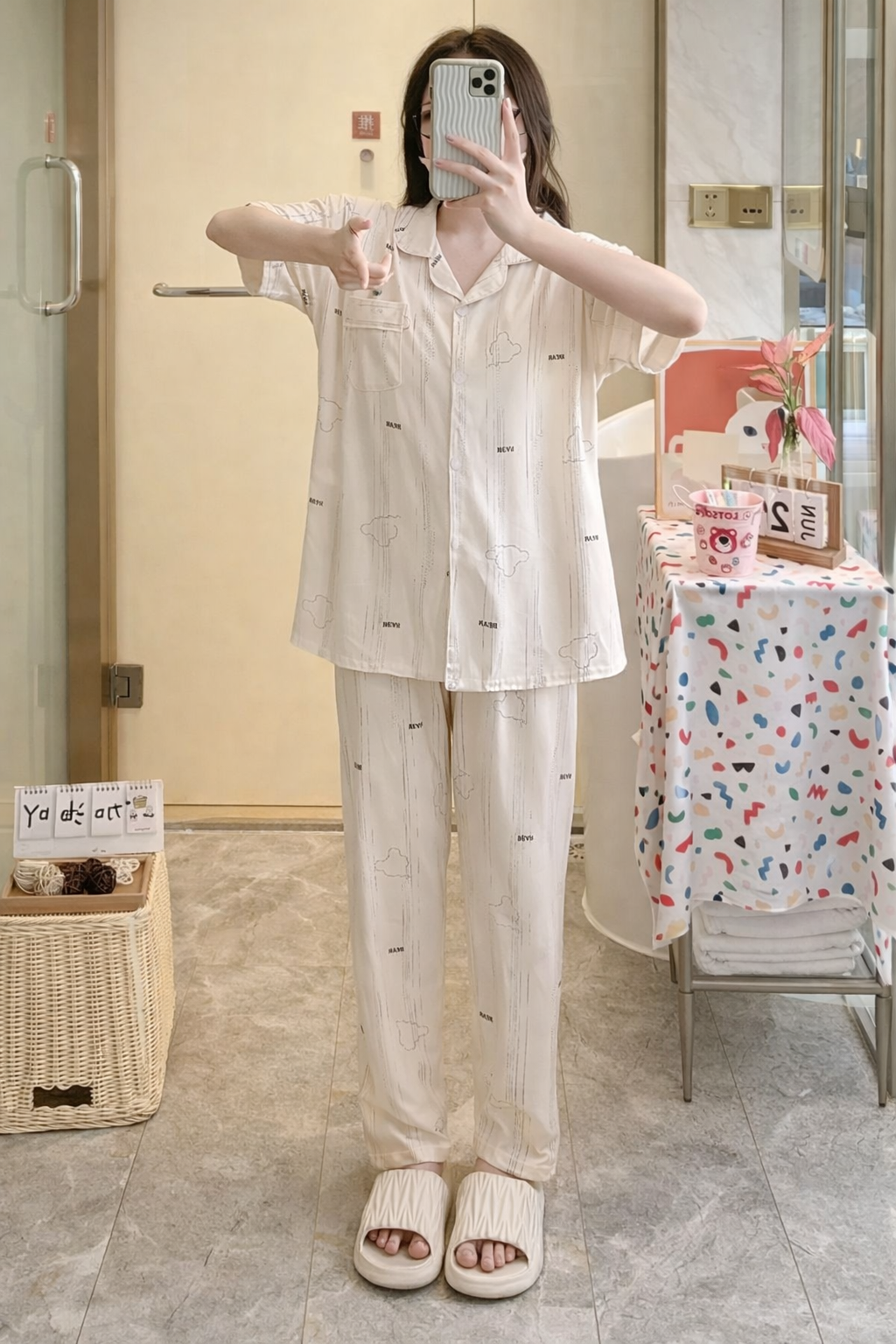Korean Minimal Cotton Night Suit for Women Wholesale | Premium Button Pajama Set Supplier India | Ladies Nightwear Bulk