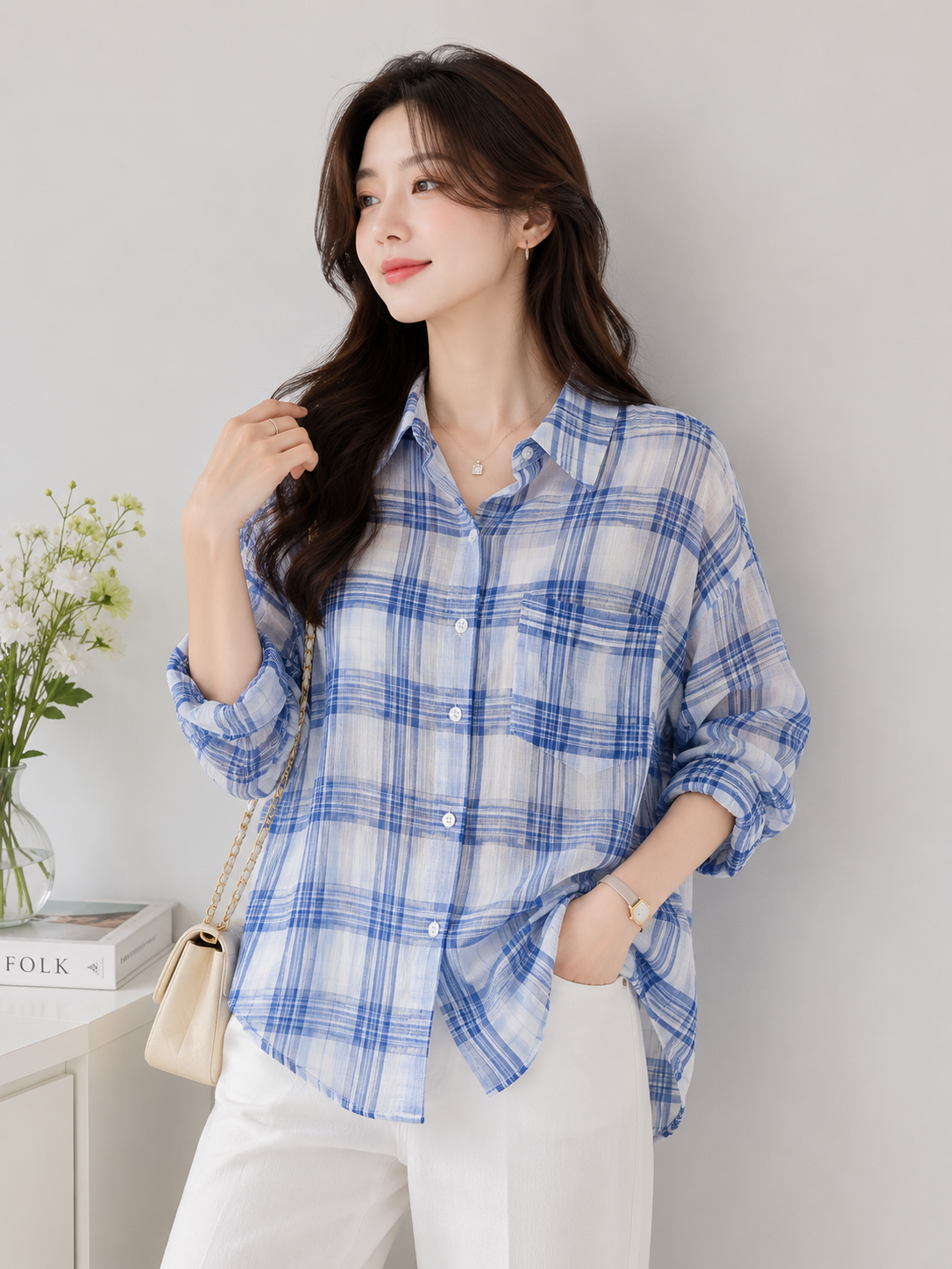Oversized Pocket Detail Korean Shirt - Bulk Apparel Supplier India