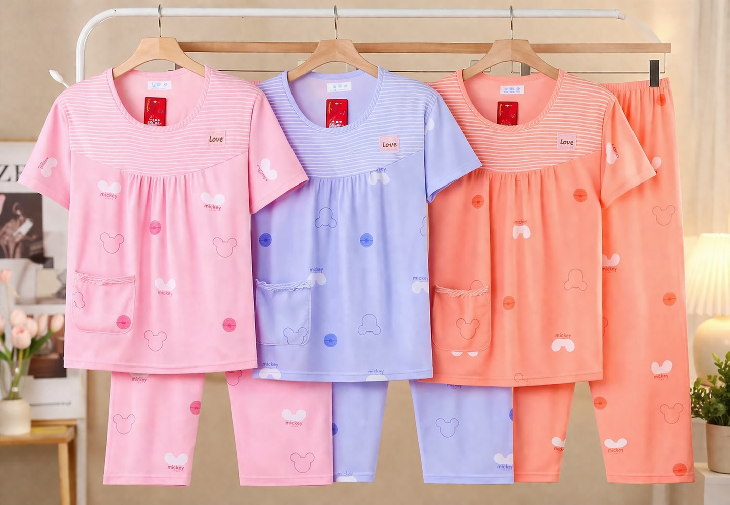 Korean Cartoon Cotton Night Suit for Women Wholesale | Cute Summer Sleepwear Set Supplier India | Ladies Nightwear Bulk