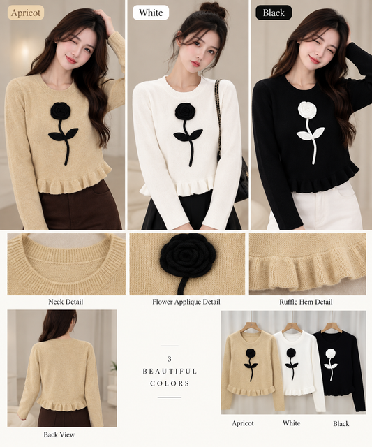 Premium Floral Knit Sweater - High-Quality Imported Winterwear