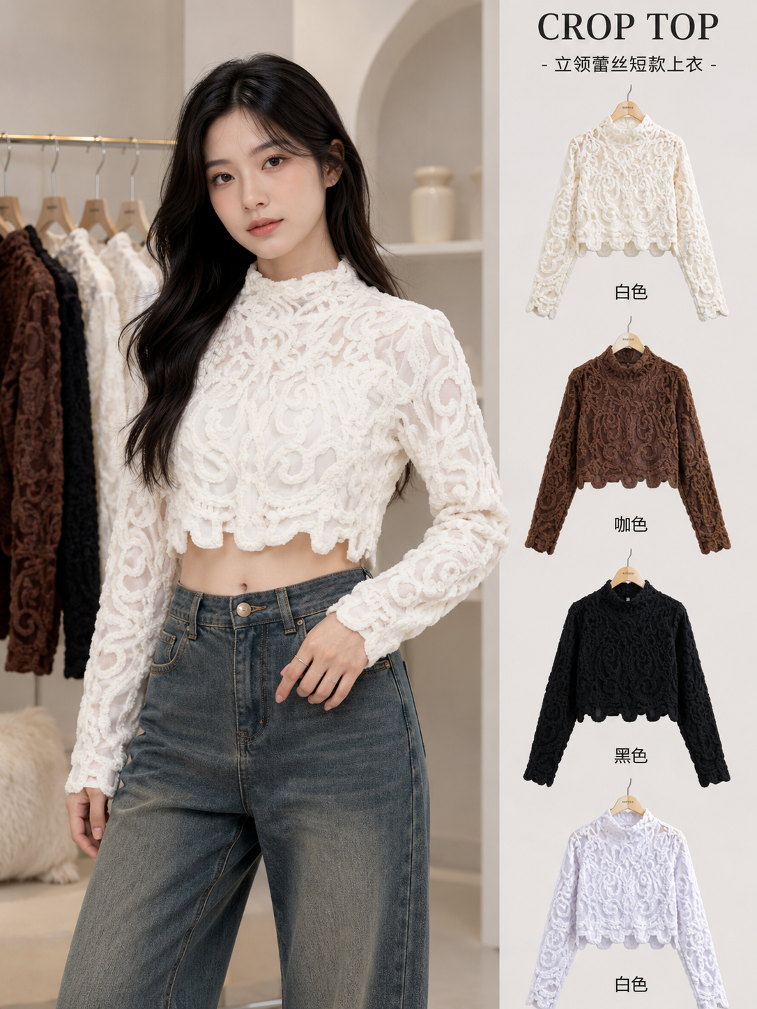 Premium Lace Crop Top - Imported Western Wear Wholesale