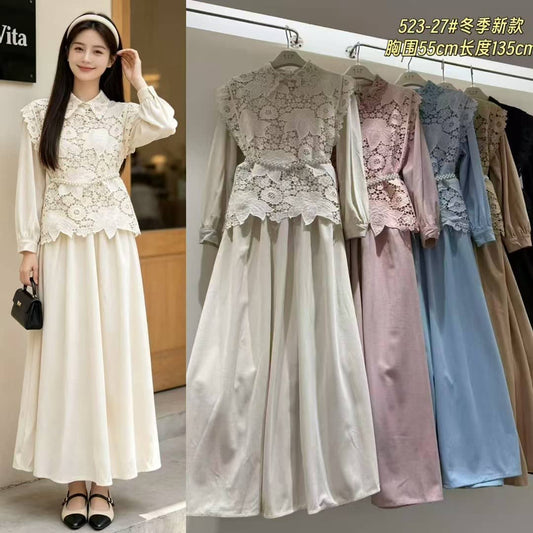 Premium Lace Maxi Dress - Imported Western Wear Wholesale