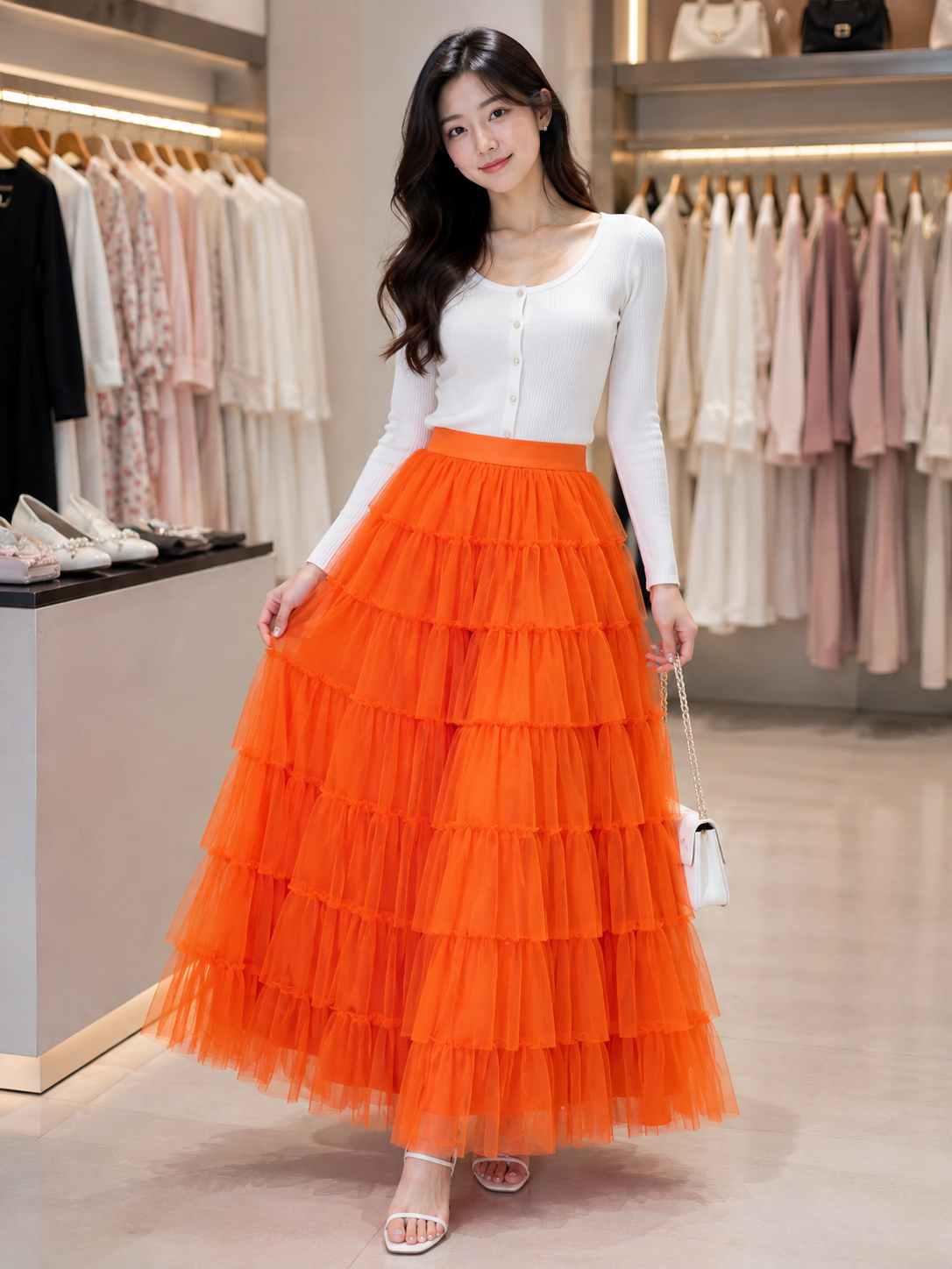 Premium Layered Tulle Ruffle Skirt - High-Quality Imported Clothing