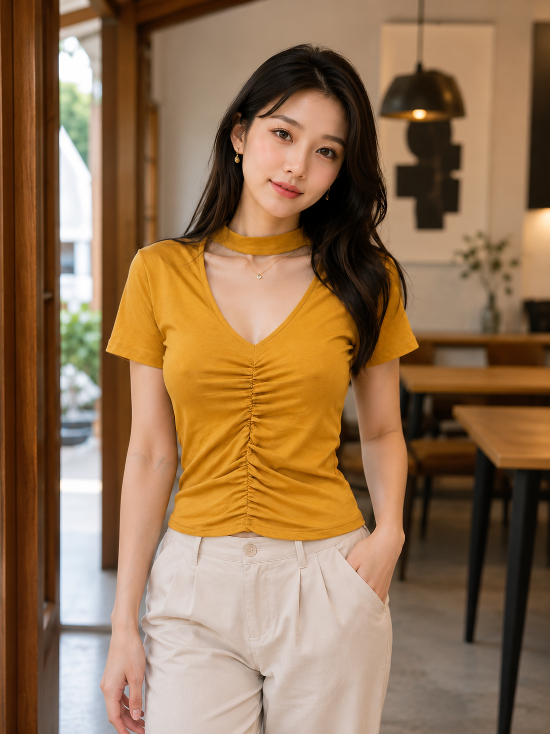 Premium Ruched Choker Neck Bralette - High-Quality Imported Clothing