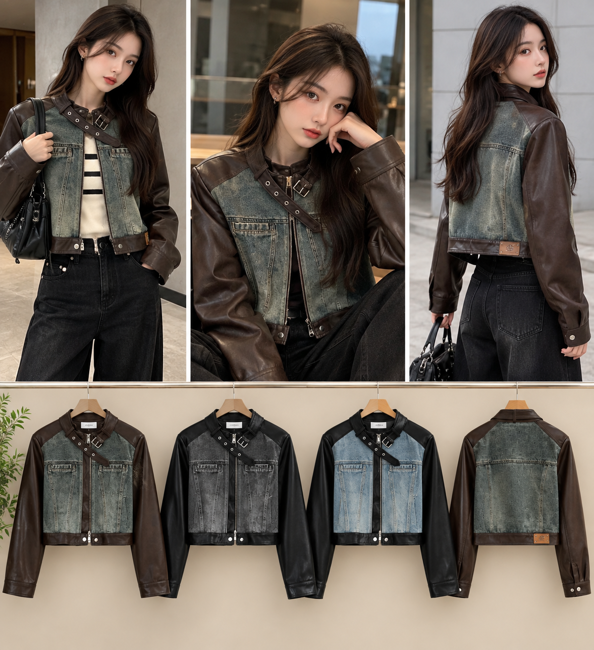Suede Look Asymmetric Lapel Jacket wholesale Korean women's jacket