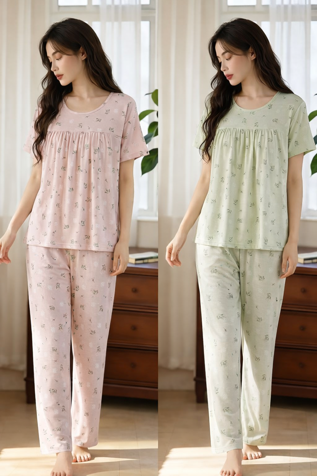 Korean Cotton Night Suit for Women Wholesale | Soft Minimal Sleepwear Set Supplier India | Ladies Nightwear Bulk