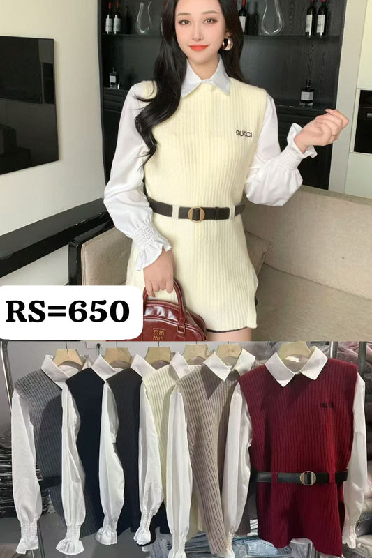 Chic Layered Vest Dress | Korean Fuzzy Yarn Hair for Wholesale