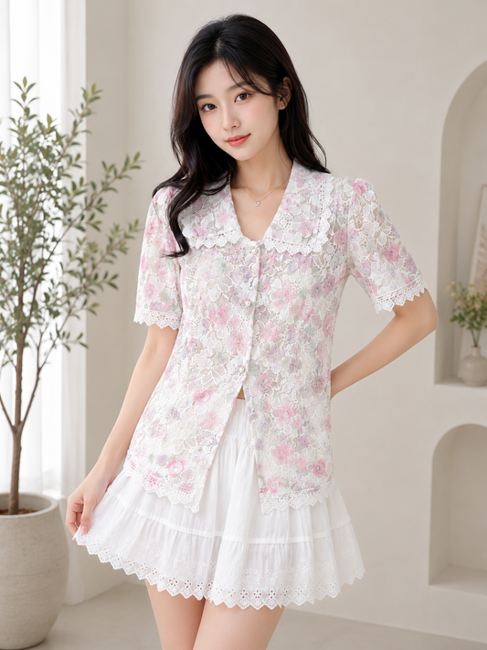 Tiered Mixed Floral Peplum Top - Premium Imported Clothing Distributor India