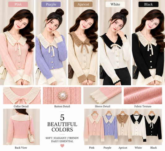 Trendy Bow Collar Knit Sweater - B2B Western Wear Wholesaler