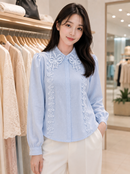 Two-Tone Contrast Patchwork Shirt Top - Bulk Apparel Supplier India