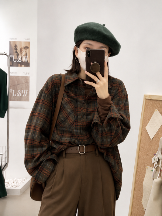 Vintage Plaid Oversized Shirt - Boutique Style Western Wear Wholesale India