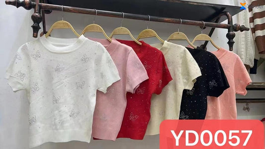 Imported Knitted Half Sleeves Crop Top |Wholesale WESTERN Wear - ZF-82