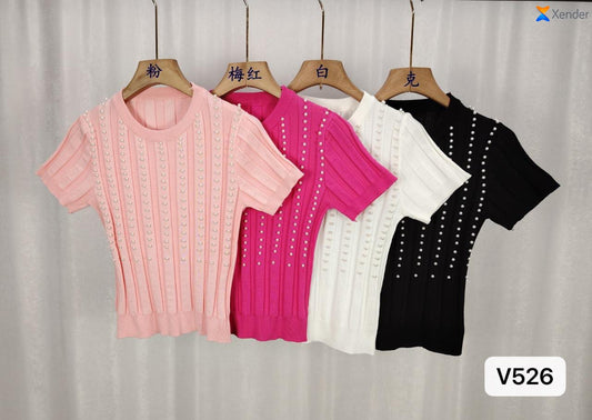 Imported Knitted Half Sleeves Crop Top |Wholesale WESTERN Wear - ZF-92