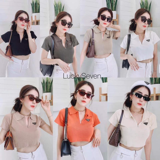 Imported Knitted Half Sleeves Crop Top |Wholesale WESTERN Wear - ZF-88
