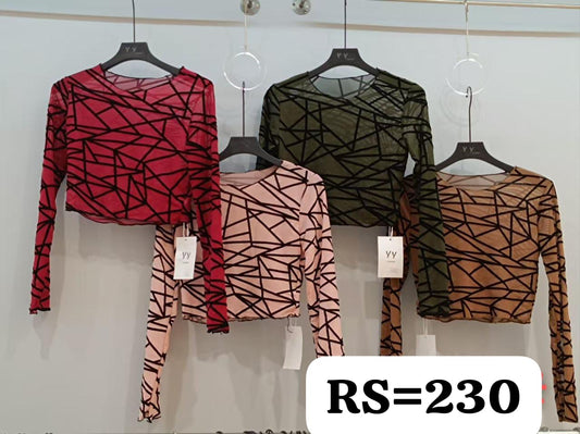 Imported Velvet Powernet Top | Wholesale Korean Womens Wear   - ZF-28
