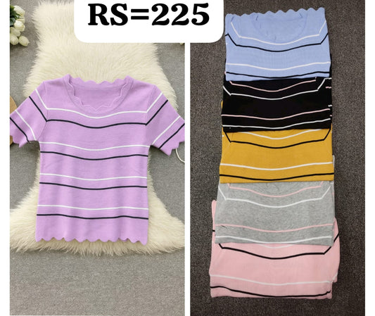 Imported Knitted Half Sleeves Crop Top |Wholesale WESTERN Wear - ZF-19