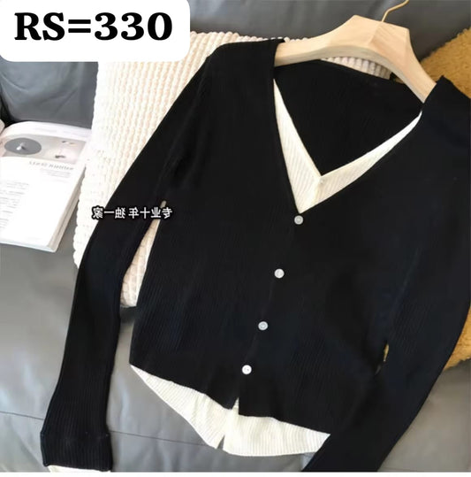Imported Knitting Fullslevees Crop Top | Wholesale Korean Womens Wear   - ZF-30