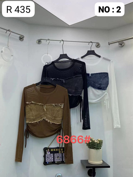 Denim Patch Top 51 by Zadine – Korean imported B2B fashion