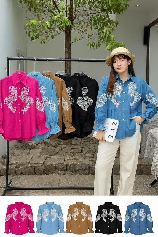 Embroidery Shirt 4 by Zadine – Korean imported B2B fashion