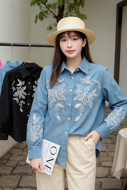 Embroiery Shirt 3 by Zadine – Korean imported B2B fashion