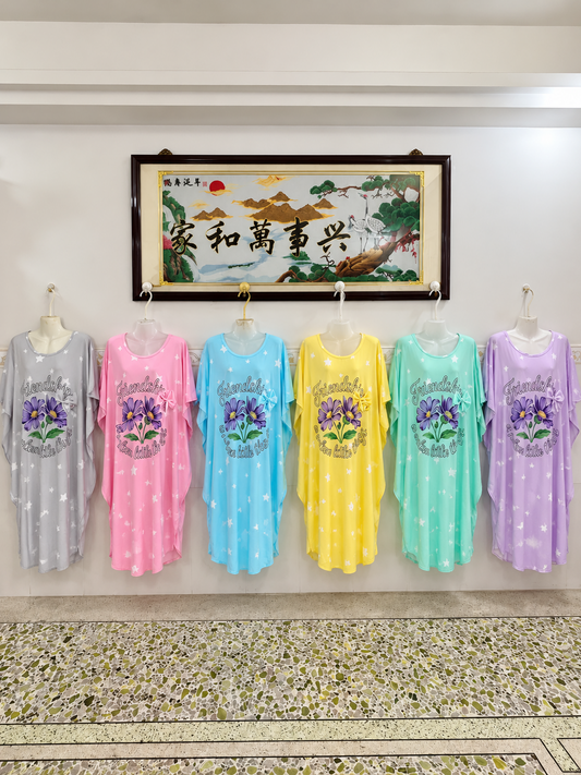 Six colours of oversized floral and star print women's short sleeve nightdress
