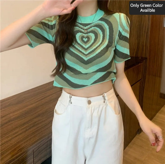 Knitting Half Slevees Crop Top 90 by Zadine – Korean imported B2B fashion