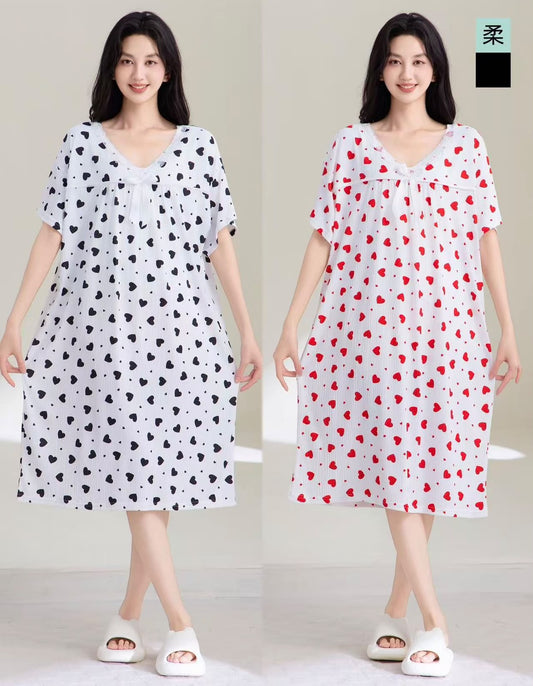 Korean heart and floral printed nightdress wholesale Zadine Fashion image 1