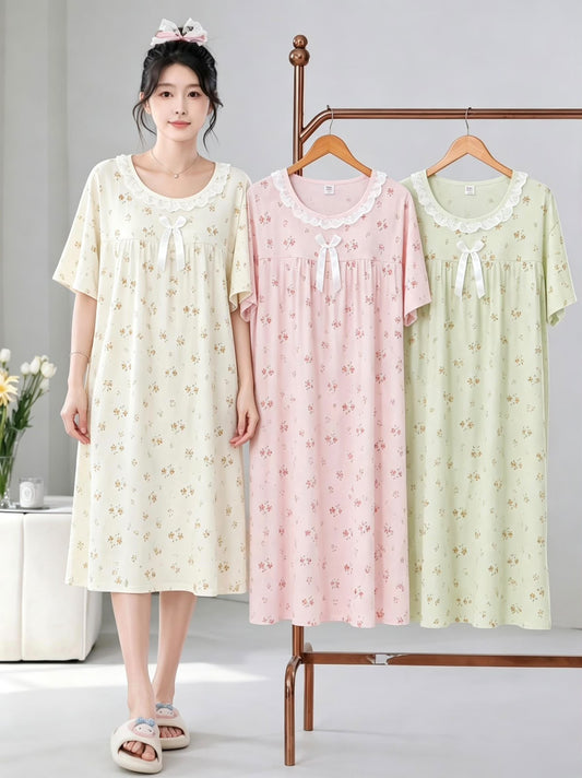 Korean lace collar printed nightdress wholesale assorted designs photo 1 Zadine Fashion