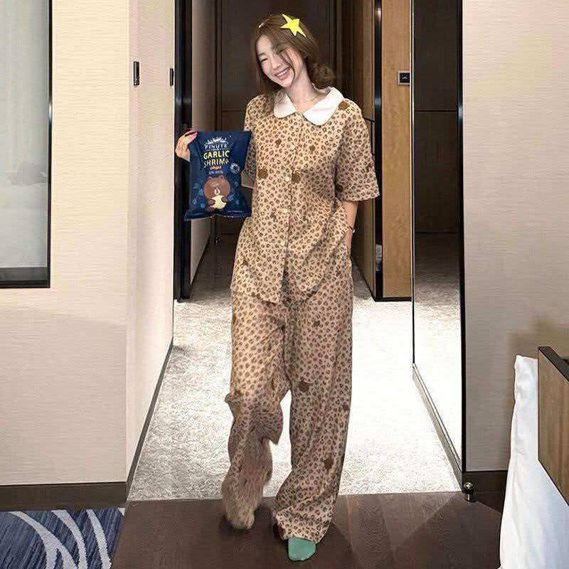 Korean printed two piece pyjama set wholesale assorted designs photo 2 Zadine Fashion
