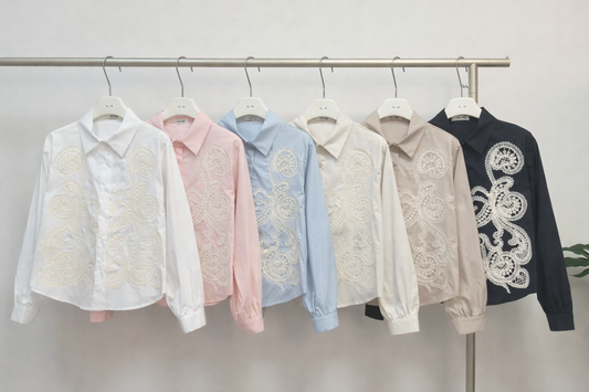Imported Korean Embroidered Western Shirt for Women | Premium Lace Work Shirt | Wholesale Supplier India – Zadine Fashion