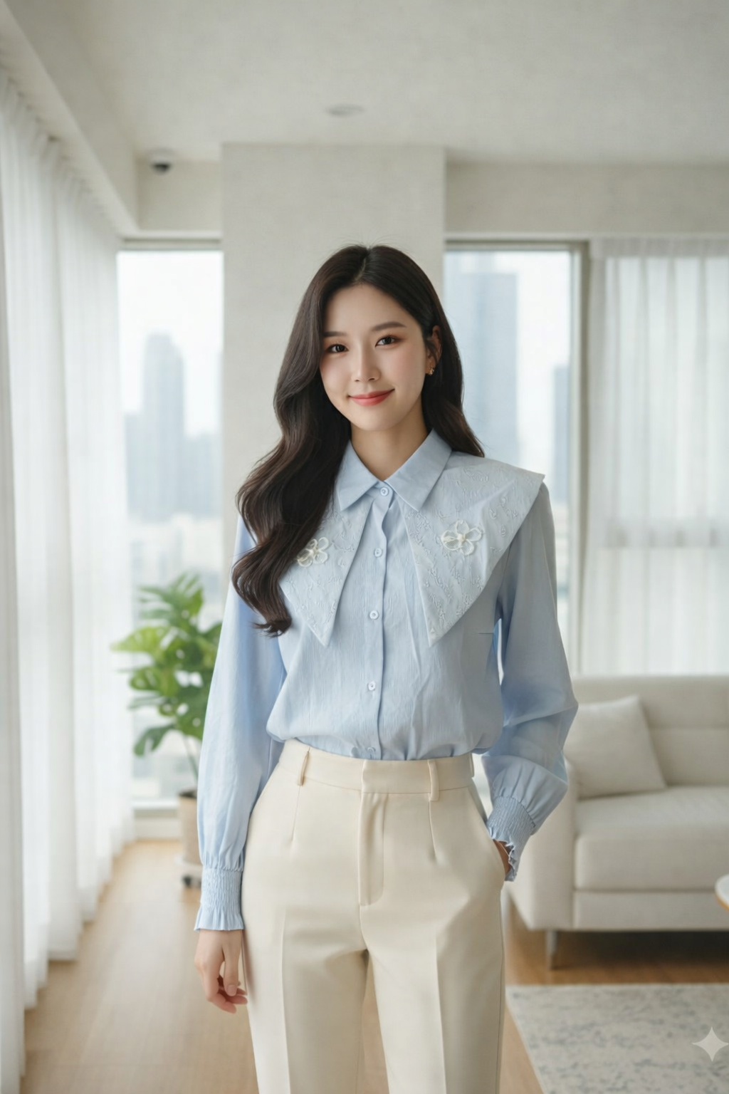 Imported Korean Embroidered Collar Shirt for Women | Designer Western Shirt | Wholesale Supplier India – Zadine Fashion