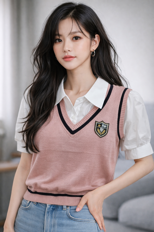 Imported Korean Knit Vest Top Wholesale | Women Preppy Sweater Supplier India