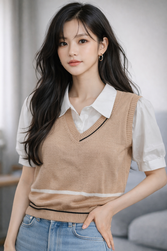 Imported Korean V Neck Sweater Vest Wholesale | Women Western Wear Supplier India