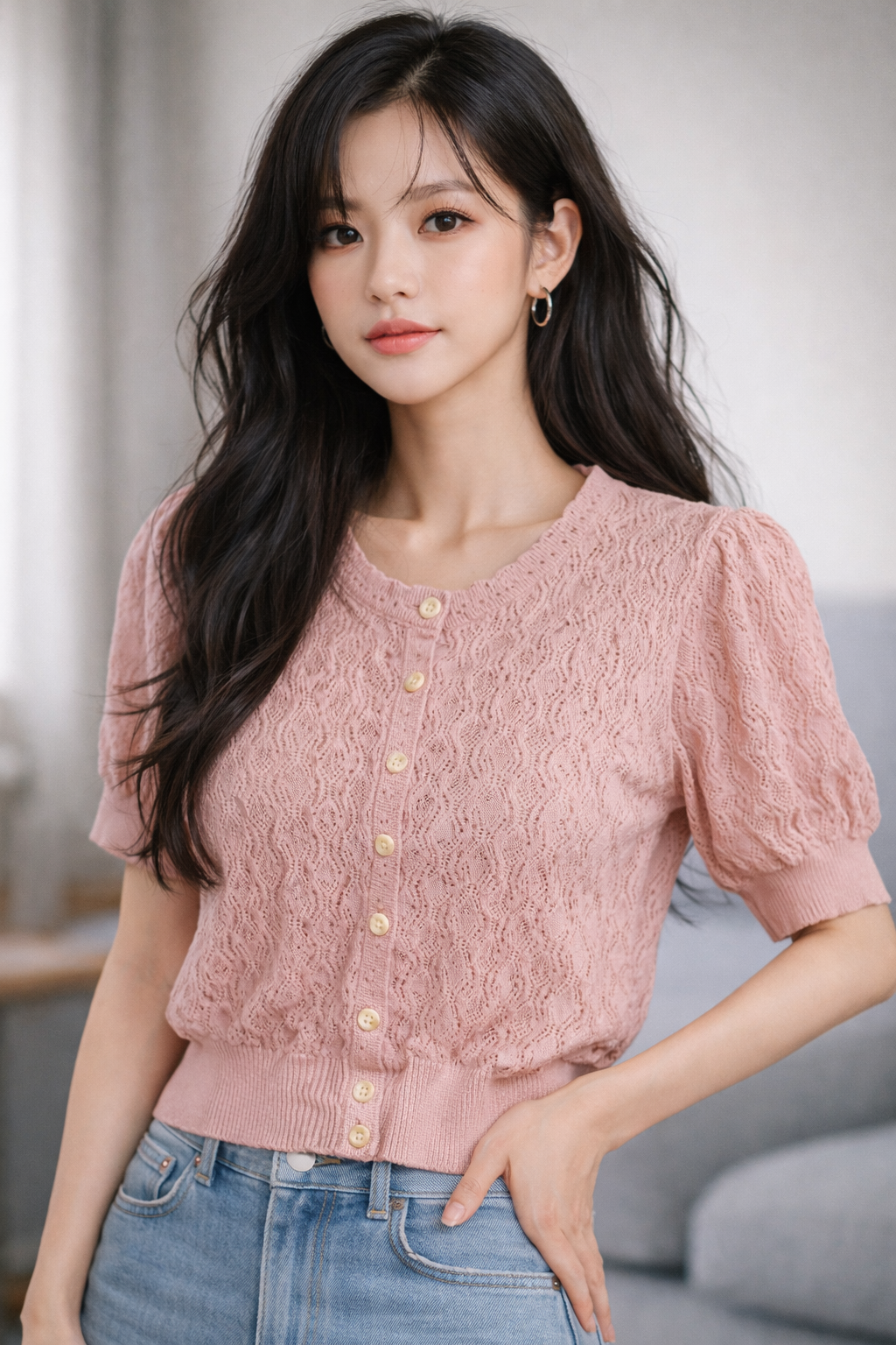 Imported Korean Lace Knit Cardigan Top Wholesale | Women Western Wear Supplier India