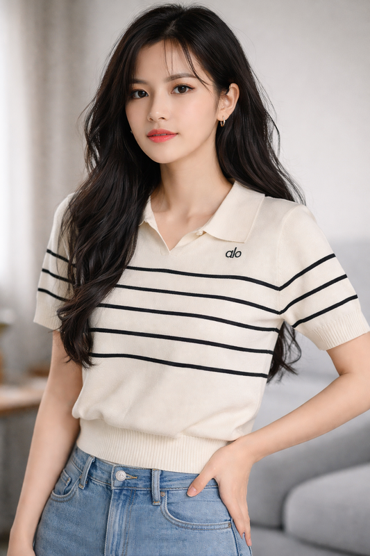 Imported Korean Striped Polo T Shirt Wholesale | Women Western Wear Supplier India