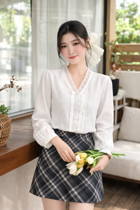 Imported Korean Chiffon Ruffle Shirt for Women – Korean Westernwear Wholesale Supplier