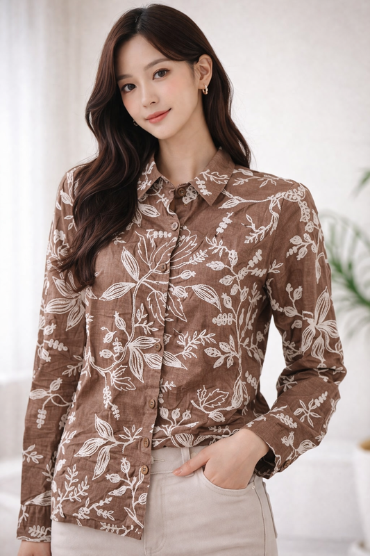 Imported Korean Printed Cotton Shirt for Women Wholesale | Casual Daily Wear Tops India