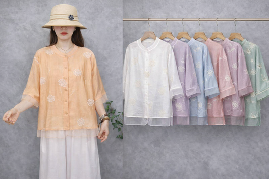 Imported Korean Sheer Layered Shirt with Inner for Women Wholesale | Summer Trend Tops India