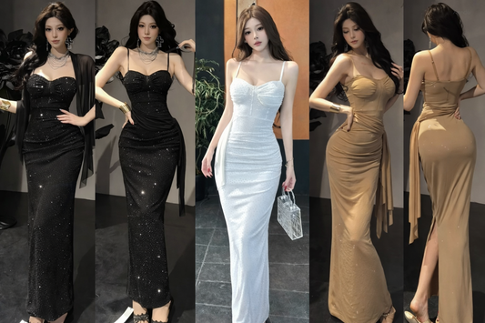 Imported Korean Shimmer Corset Maxi Party Dress for Women – Wholesale