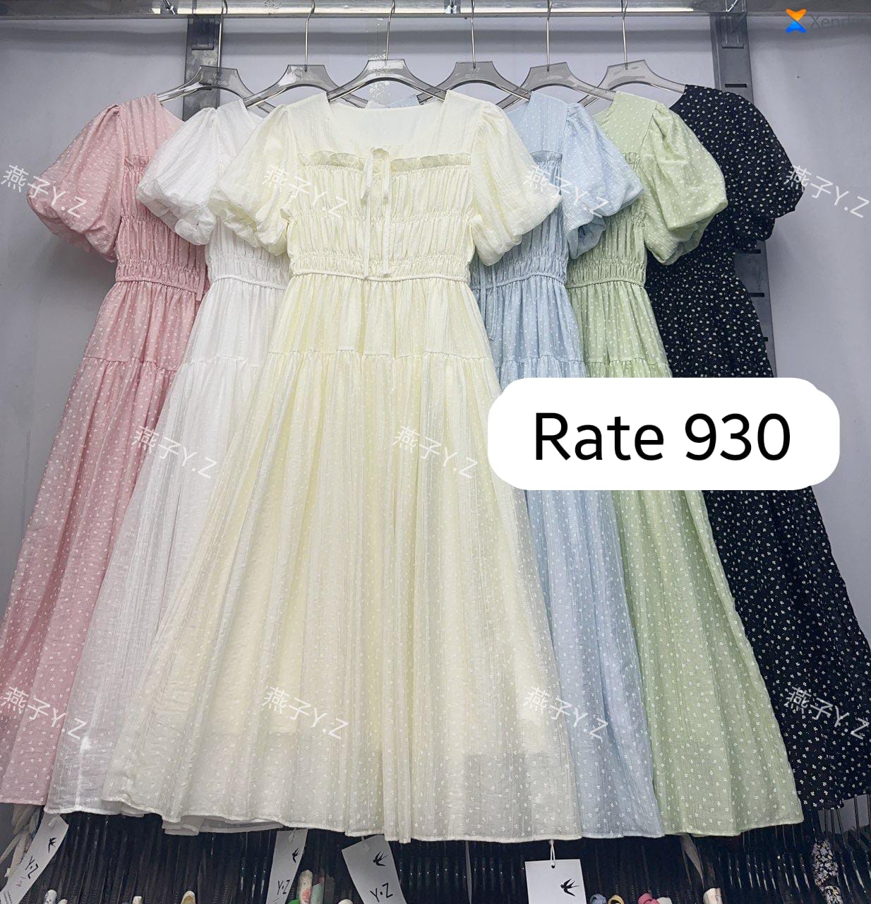 Imported Korean Swiss Dot Gown Wholesale | Puff Sleeve Long Dress Supplier India