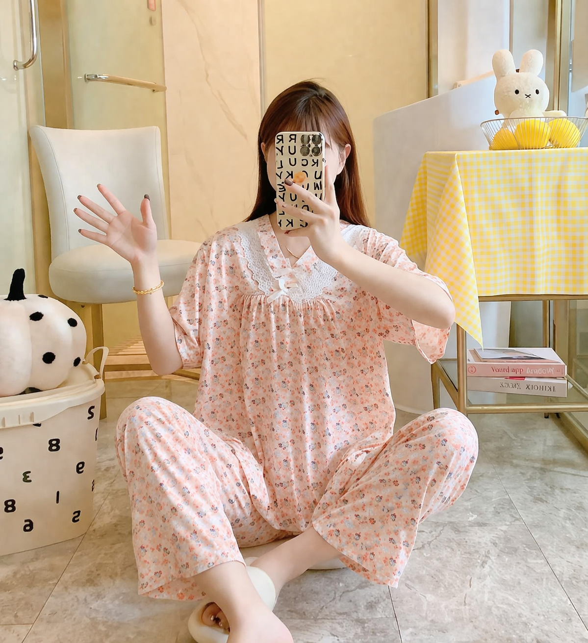 Korean Floral Night Suit for Women Wholesale | Summer Cotton Nightwear Set Supplier India | Ladies Sleepwear Bulk