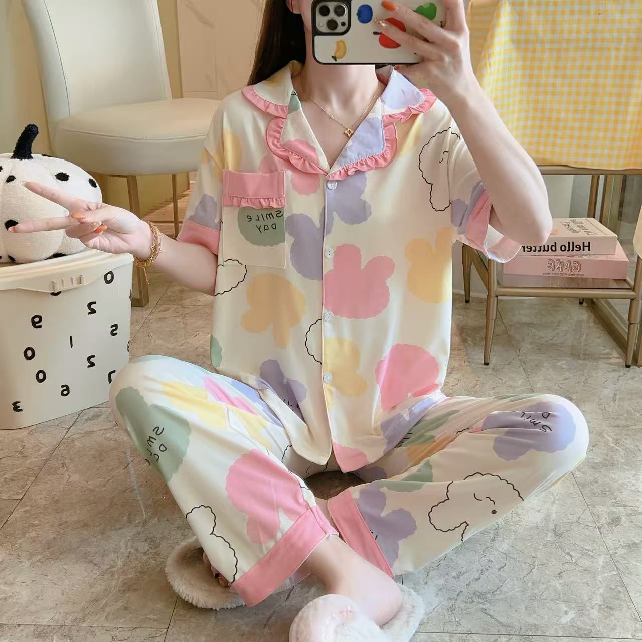 Korean Cute Printed Night Suit for Women Wholesale | Premium Cotton Sleepwear Set Supplier India | Ladies Nightwear Bulk