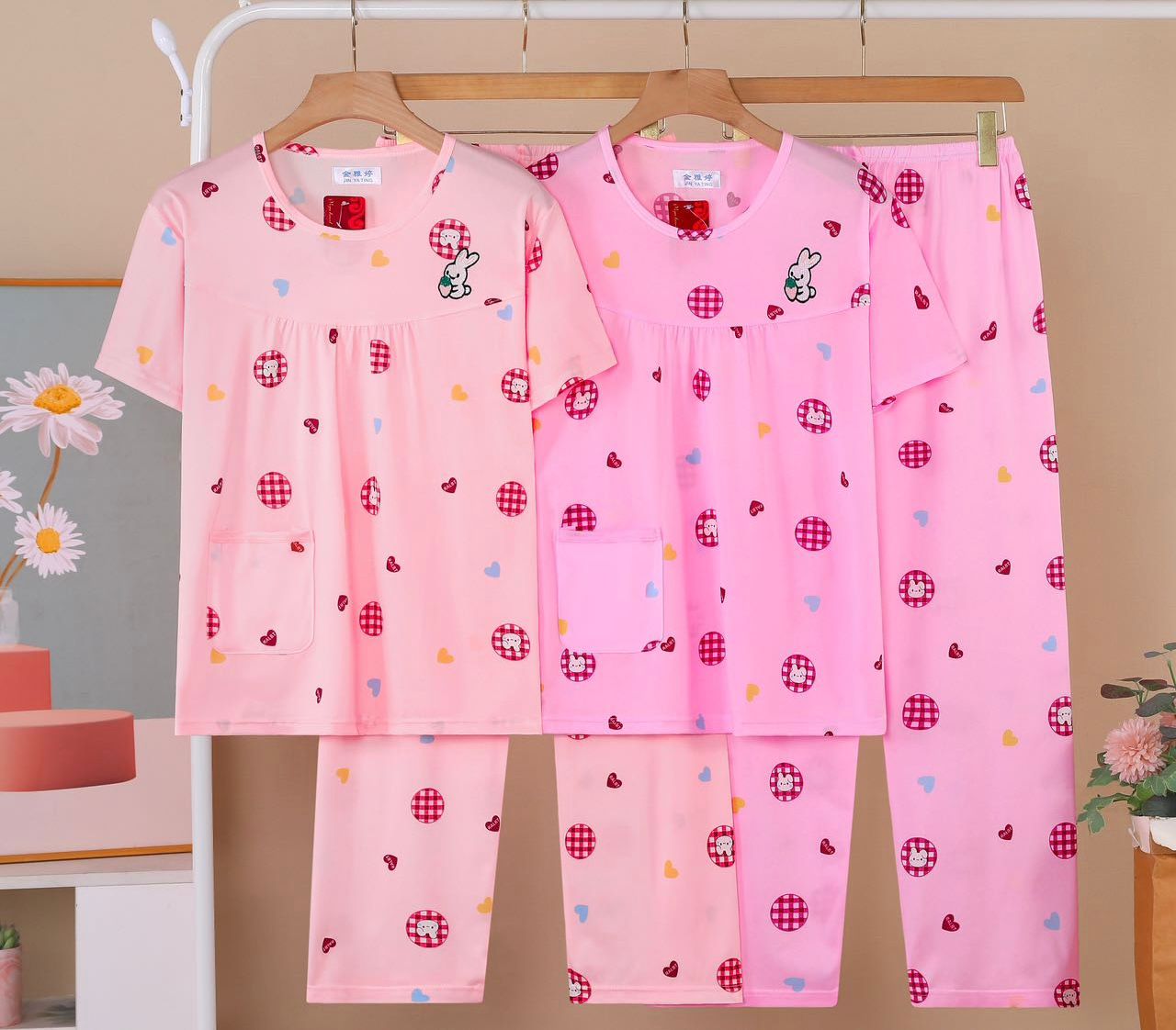 Korean Cartoon Cotton Night Suit for Women Wholesale | Cute Summer Sleepwear Set Supplier India | Ladies Nightwear Bulk