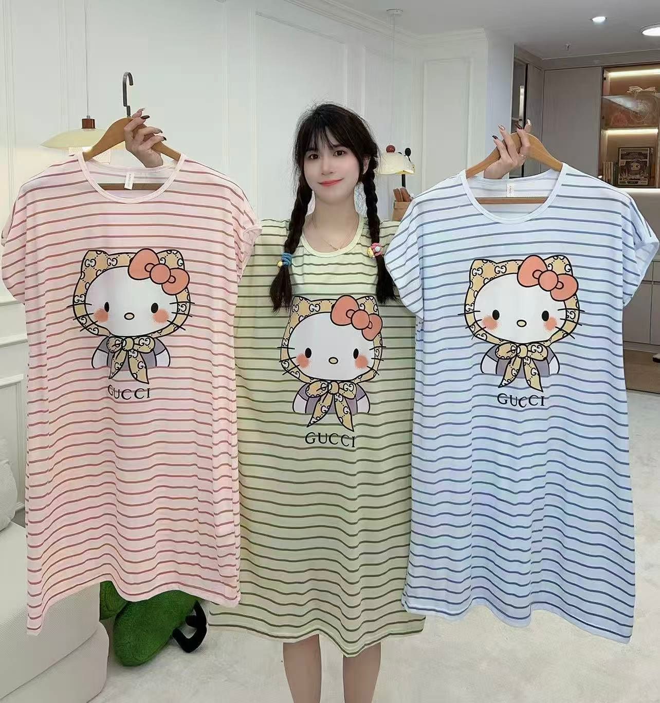 Korean Cartoon Oversized Nighty for Women Wholesale | Cotton T-Shirt Night Dress Supplier India | Ladies Sleepwear Bulk