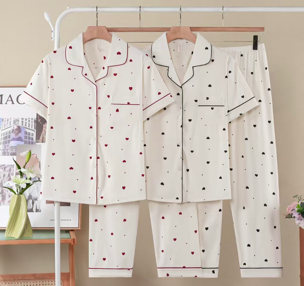 Korean Minimal Cotton Night Suit for Women Wholesale | Premium Button Pajama Set Supplier India | Ladies Nightwear Bulk
