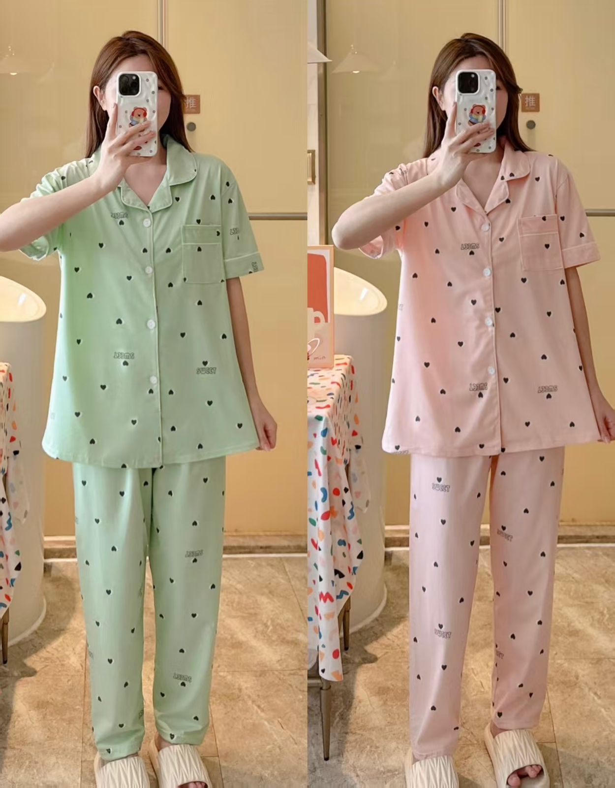 Korean Minimal Cotton Night Suit for Women Wholesale | Premium Button Pajama Set Supplier India | Ladies Nightwear Bulk