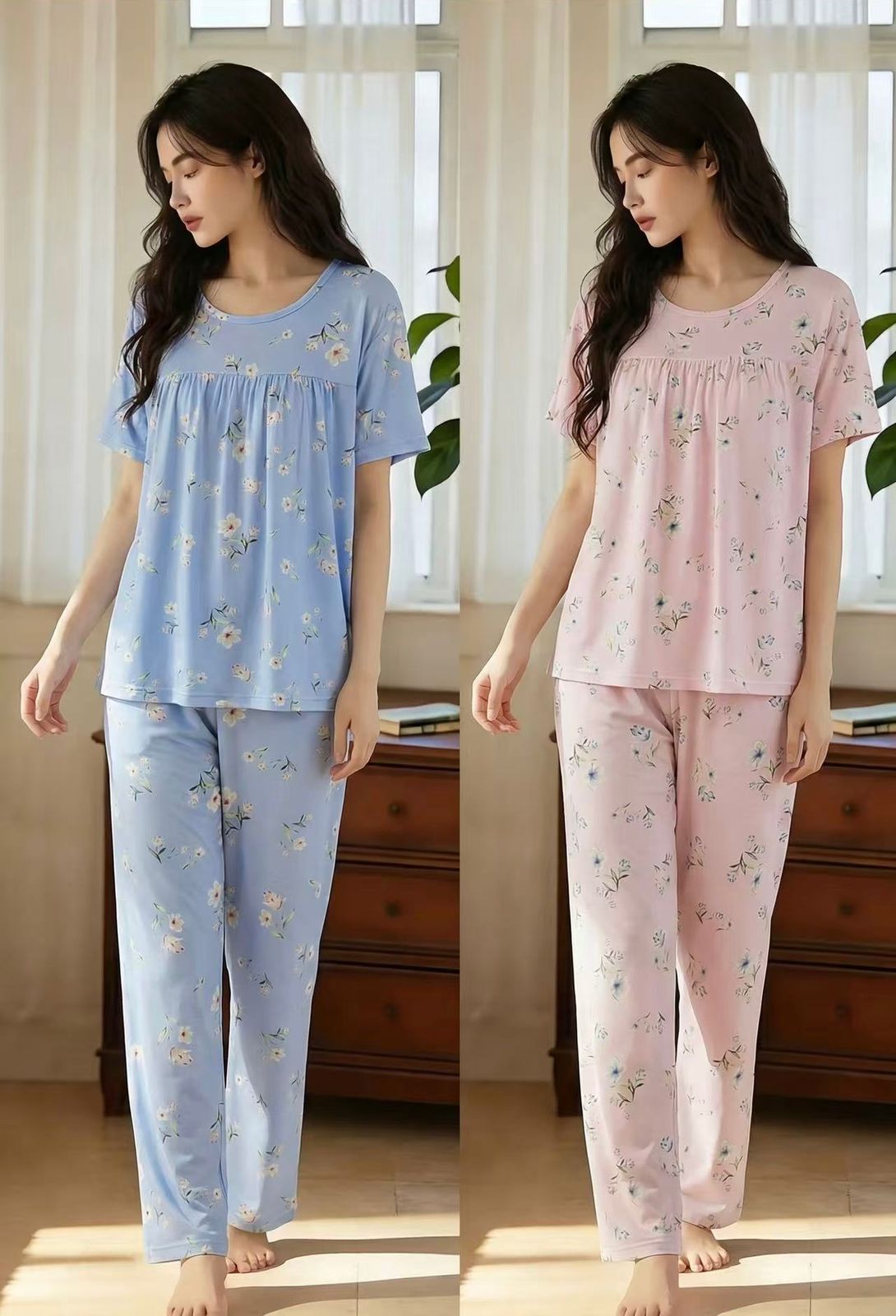 Korean Cotton Night Suit for Women Wholesale | Soft Minimal Sleepwear Set Supplier India | Ladies Nightwear Bulk