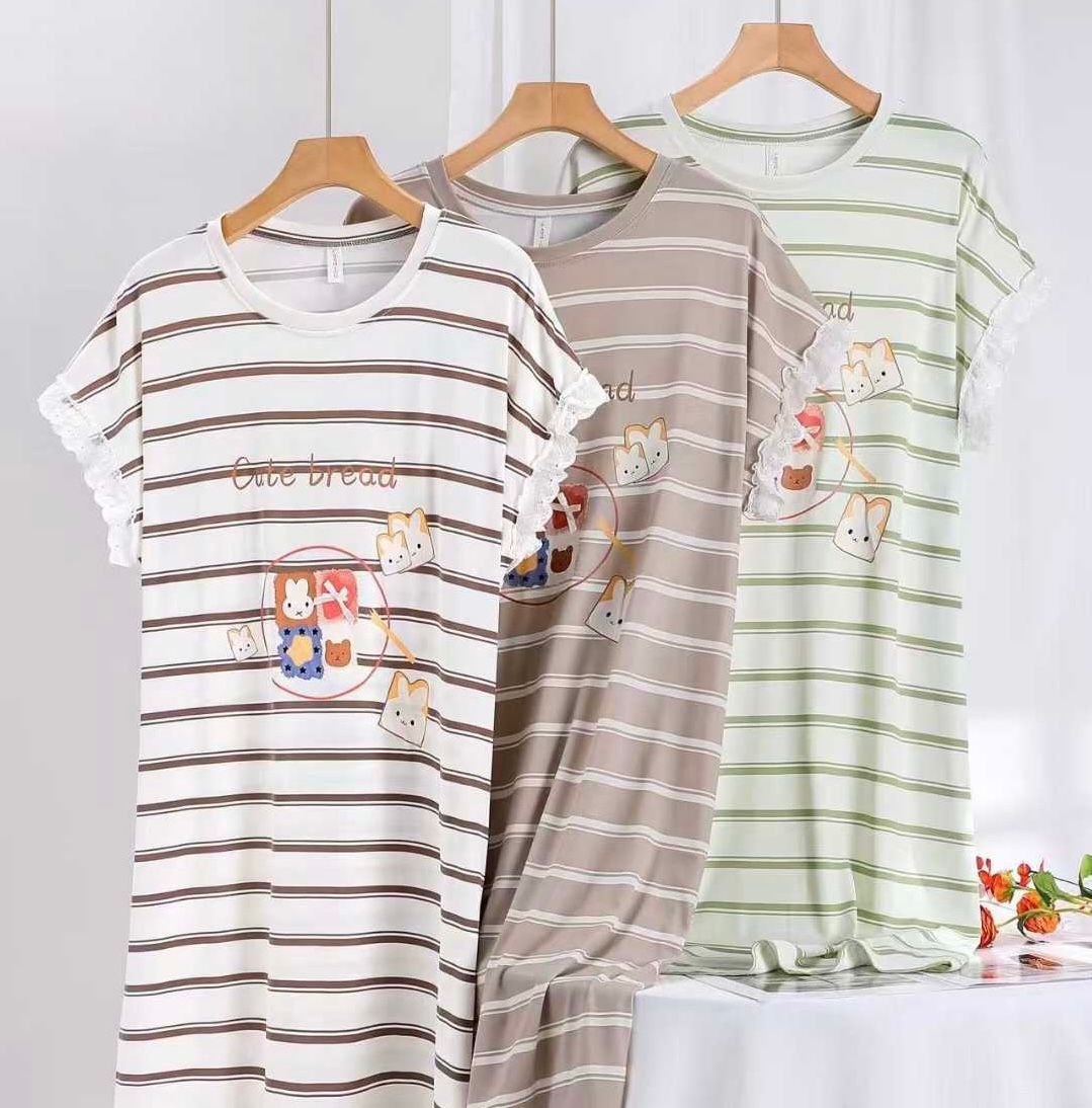 Korean Printed Short Nighty for Women Wholesale | Cotton T-Shirt Night Dress Supplier India | Ladies Sleepwear Bulk