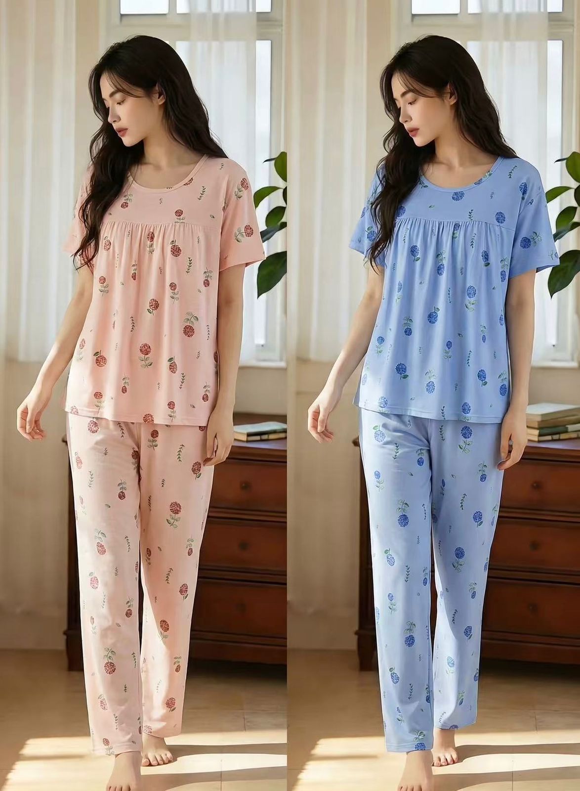 Korean Cotton Night Suit for Women Wholesale | Soft Minimal Sleepwear Set Supplier India | Ladies Nightwear Bulk