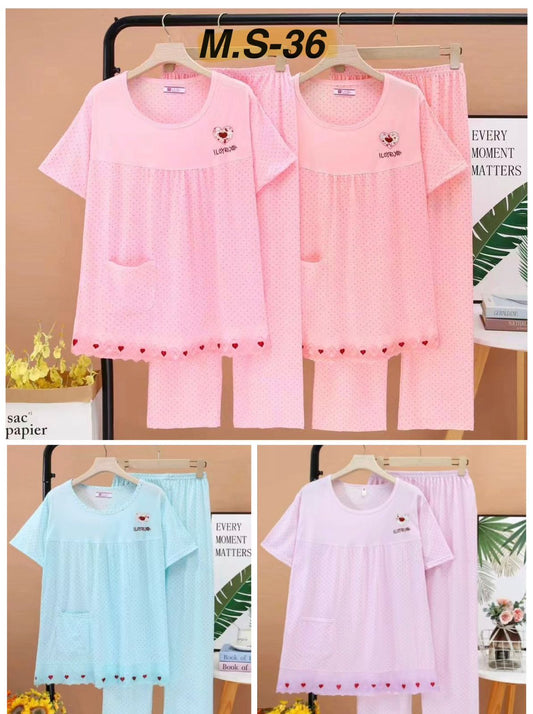 Korean Cotton Night Suit Set for Women Wholesale | Summer Comfortable Sleepwear Supplier India | Ladies Nightwear Bulk